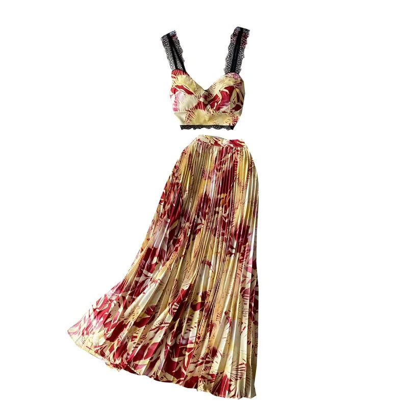 Pleated Long Skirt Suit Spring Summer