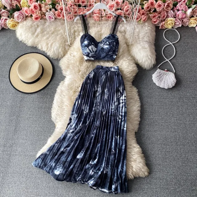 Pleated Long Skirt Suit Spring Summer