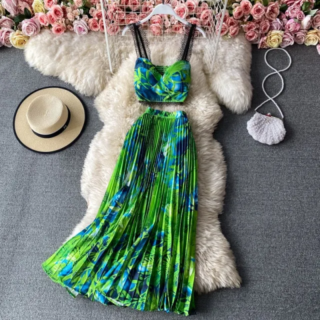 Pleated Long Skirt Suit Spring Summer