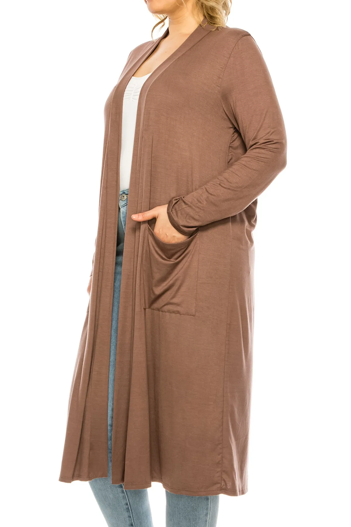 Plus Size, Casual Long Open Front Drape Lightweight Duster Sweater Cardigan V5611 $12Each