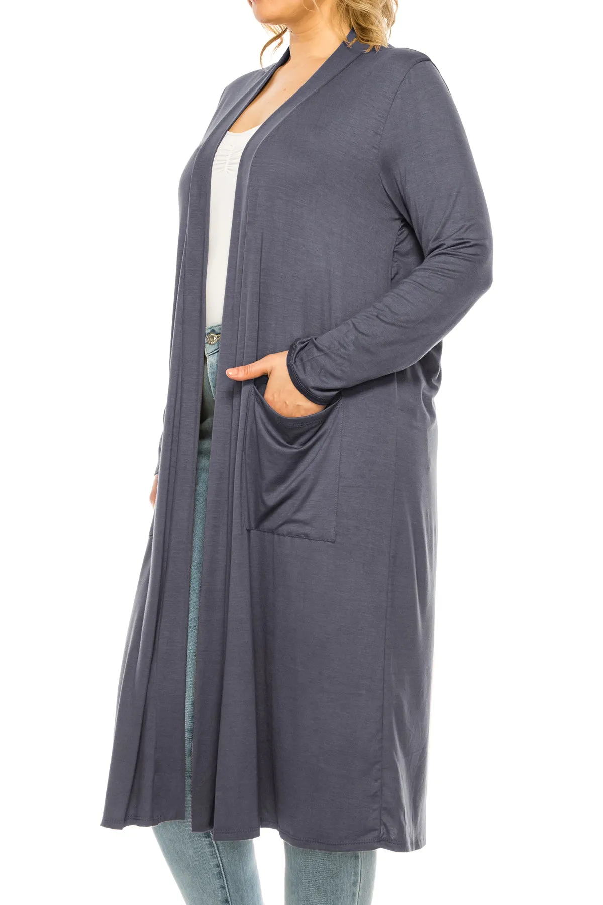 Plus Size, Casual Long Open Front Drape Lightweight Duster Sweater Cardigan V5611 $12Each