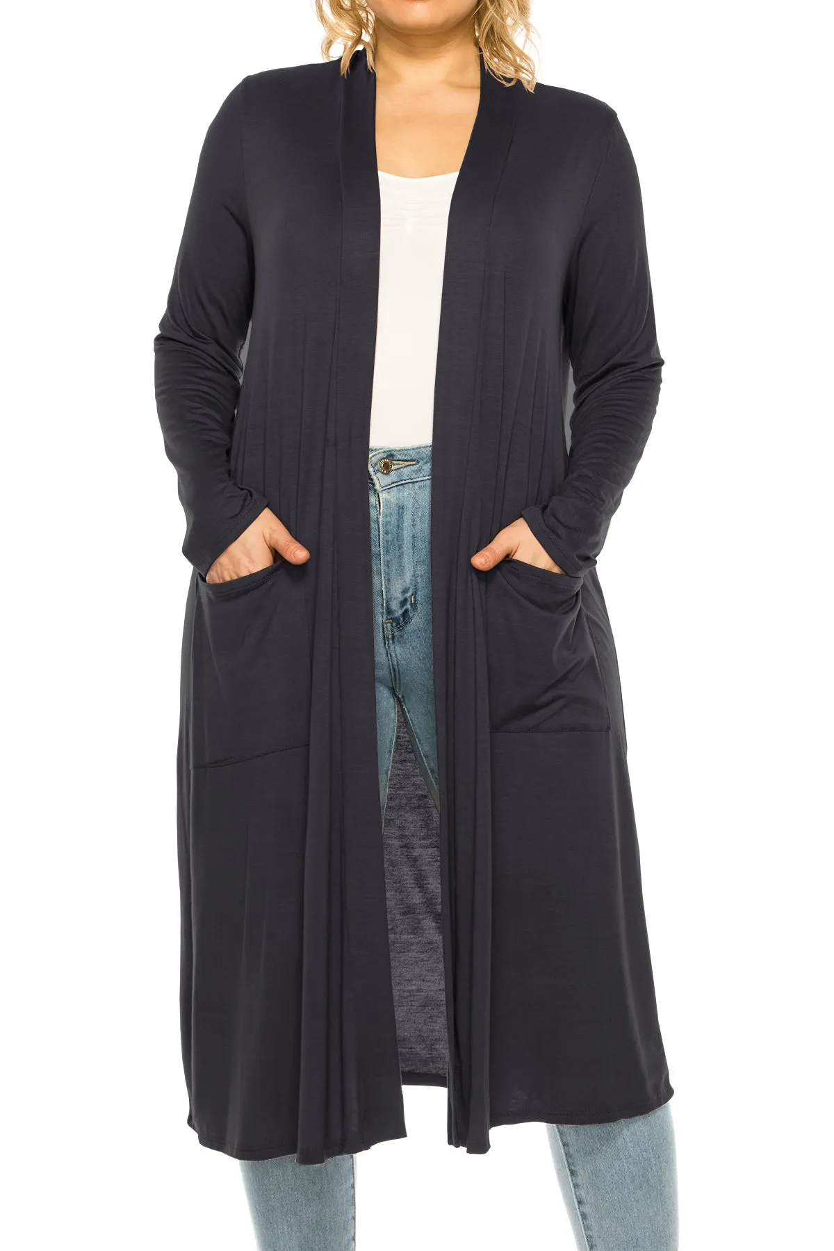 Plus Size, Casual Long Open Front Drape Lightweight Duster Sweater Cardigan V5611 $12Each