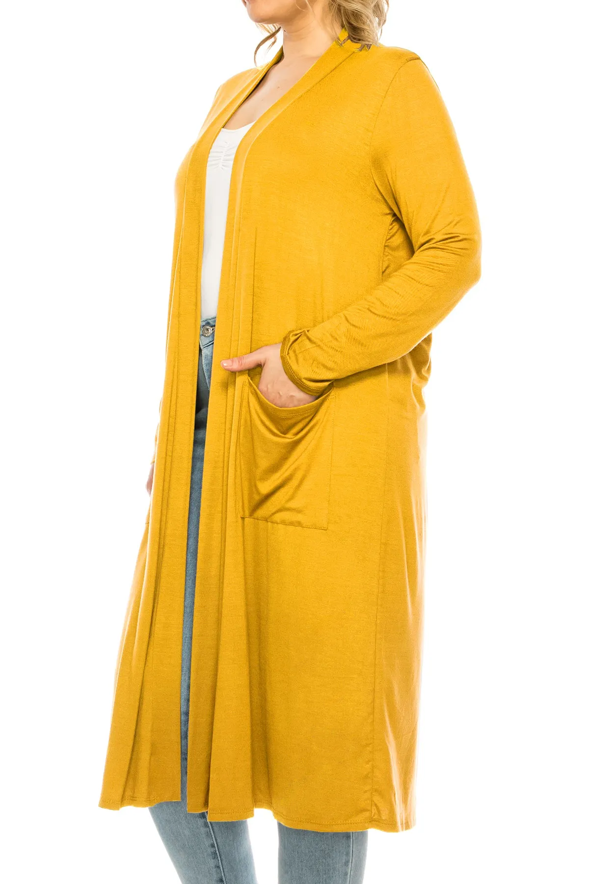Plus Size, Casual Long Open Front Drape Lightweight Duster Sweater Cardigan V5611 $12Each