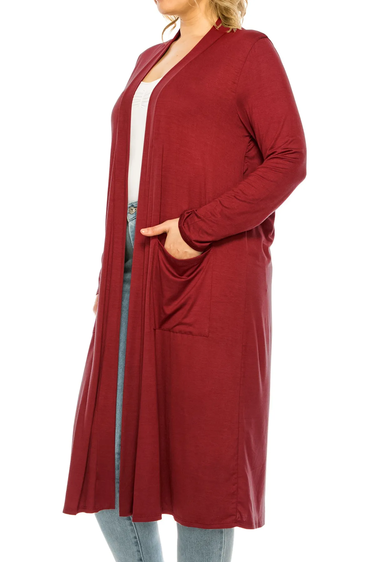 Plus Size, Casual Long Open Front Drape Lightweight Duster Sweater Cardigan V5611 $12Each