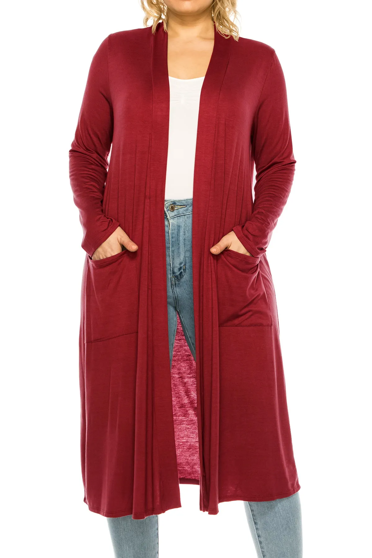 Plus Size, Casual Long Open Front Drape Lightweight Duster Sweater Cardigan V5611 $12Each