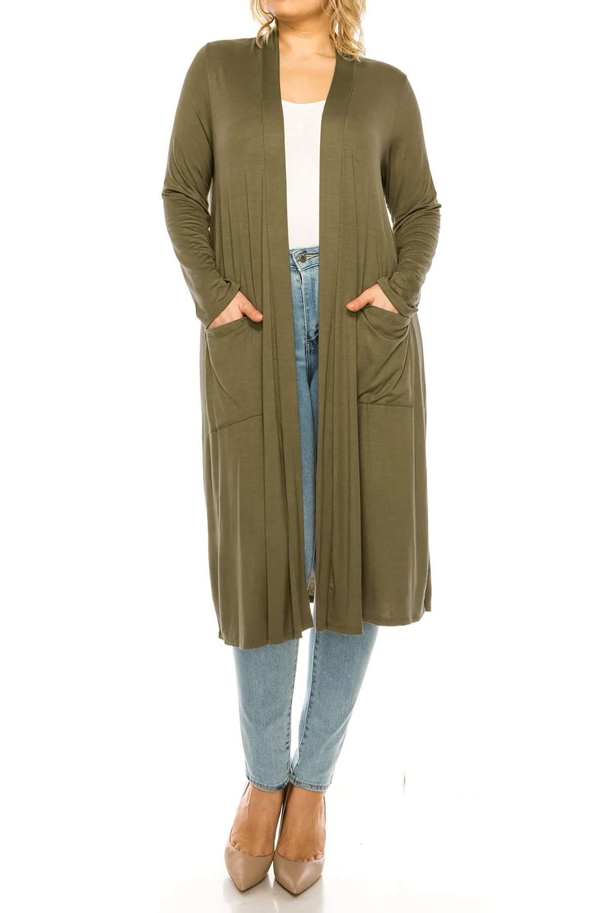 Plus Size, Casual Long Open Front Drape Lightweight Duster Sweater Cardigan V5611 $12Each