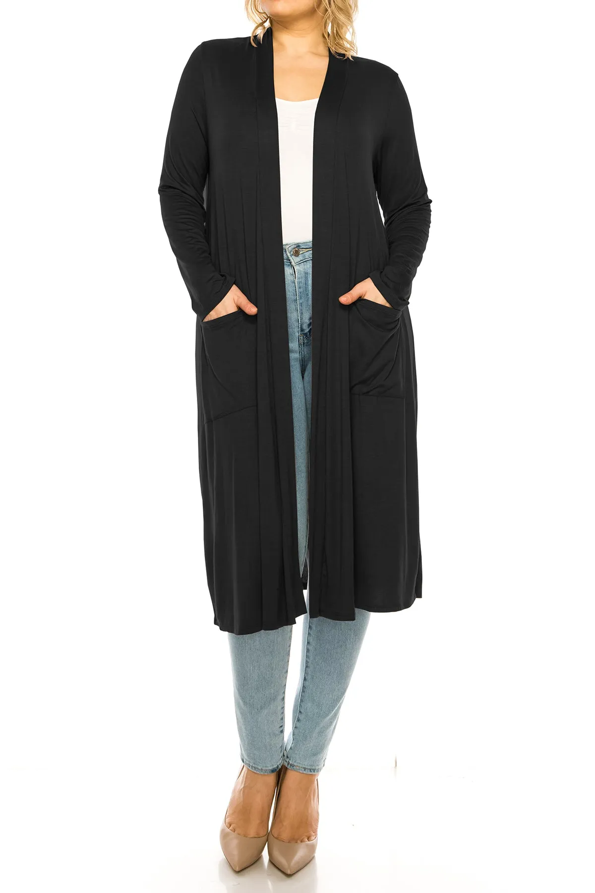 Plus Size, Casual Long Open Front Drape Lightweight Duster Sweater Cardigan V5611 $12Each