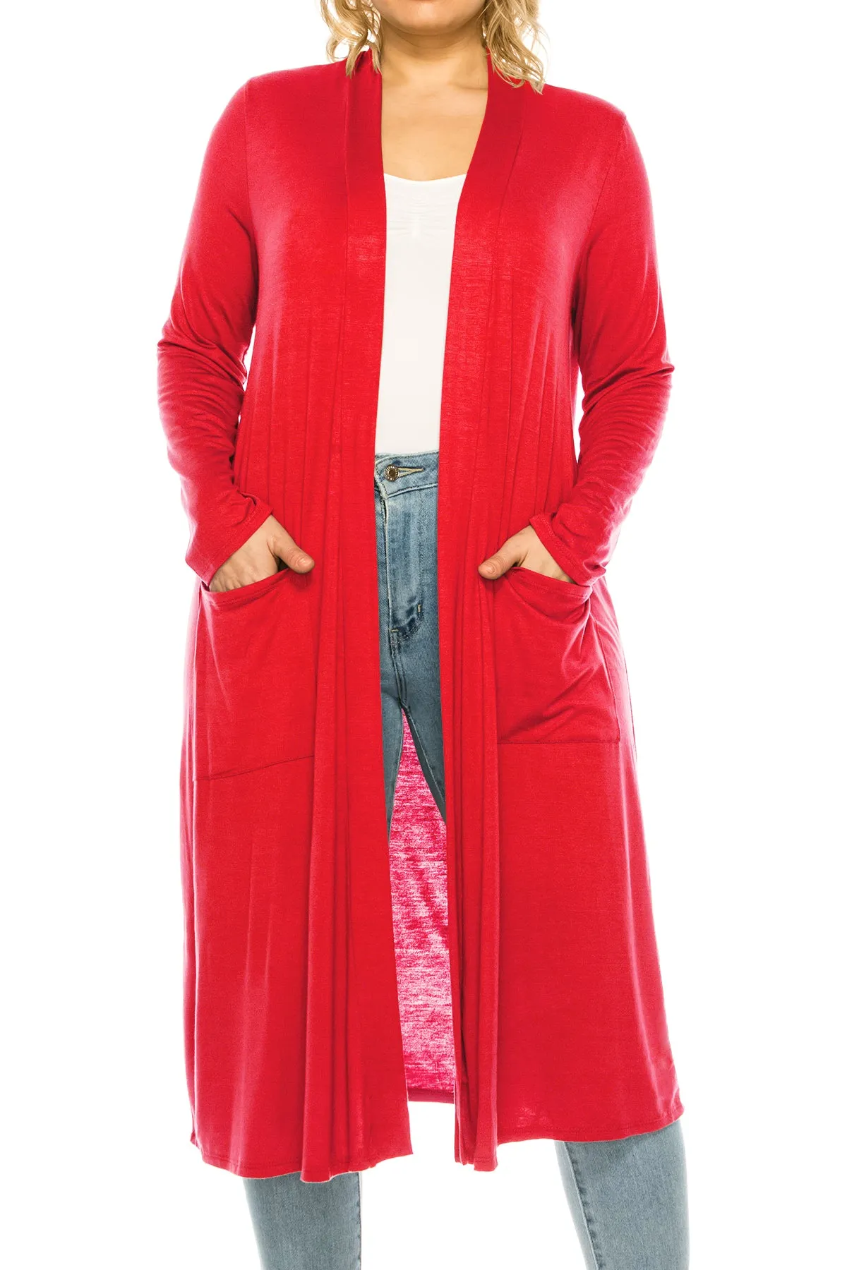Plus Size, Casual Long Open Front Drape Lightweight Duster Sweater Cardigan V5611 $12Each