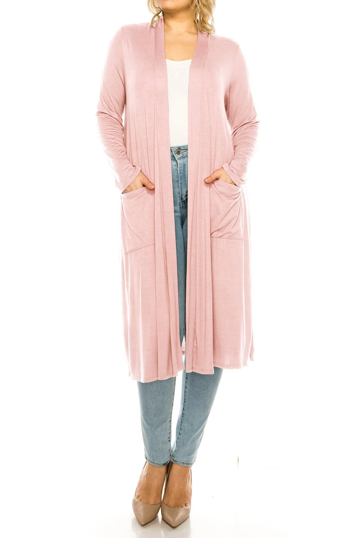 Plus Size, Casual Long Open Front Drape Lightweight Duster Sweater Cardigan V5611 $12Each