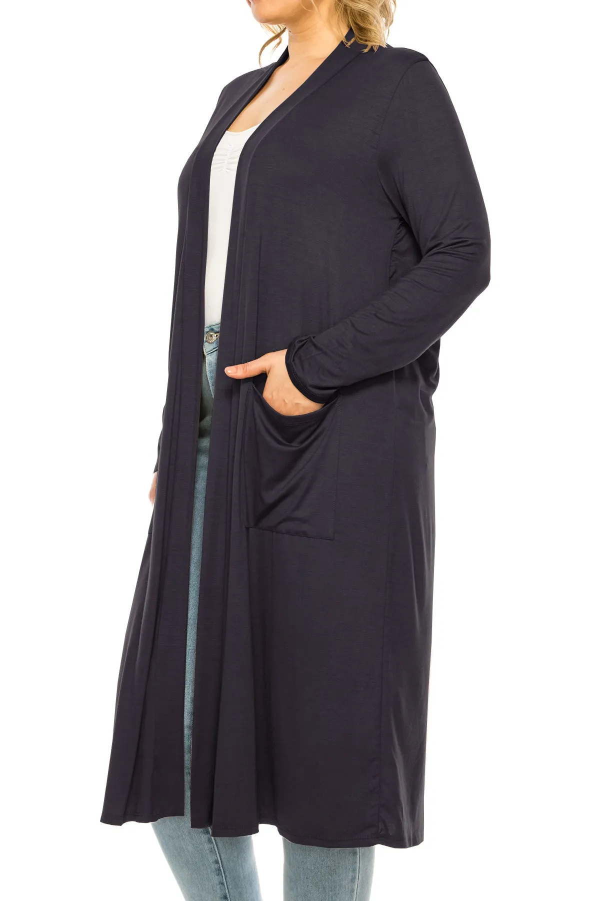 Plus Size, Casual Long Open Front Drape Lightweight Duster Sweater Cardigan V5611 $12Each