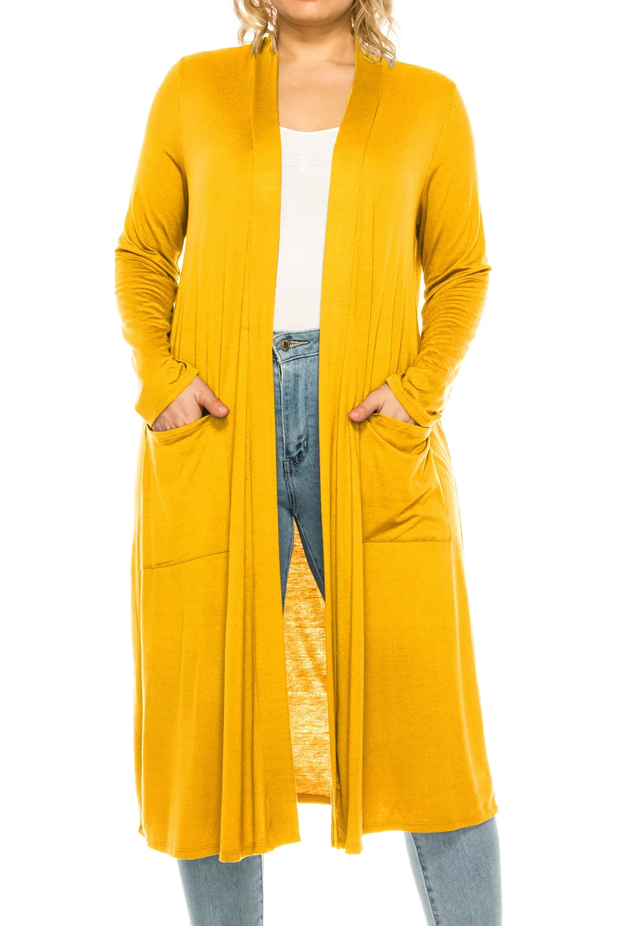Plus Size, Casual Long Open Front Drape Lightweight Duster Sweater Cardigan V5611 $12Each