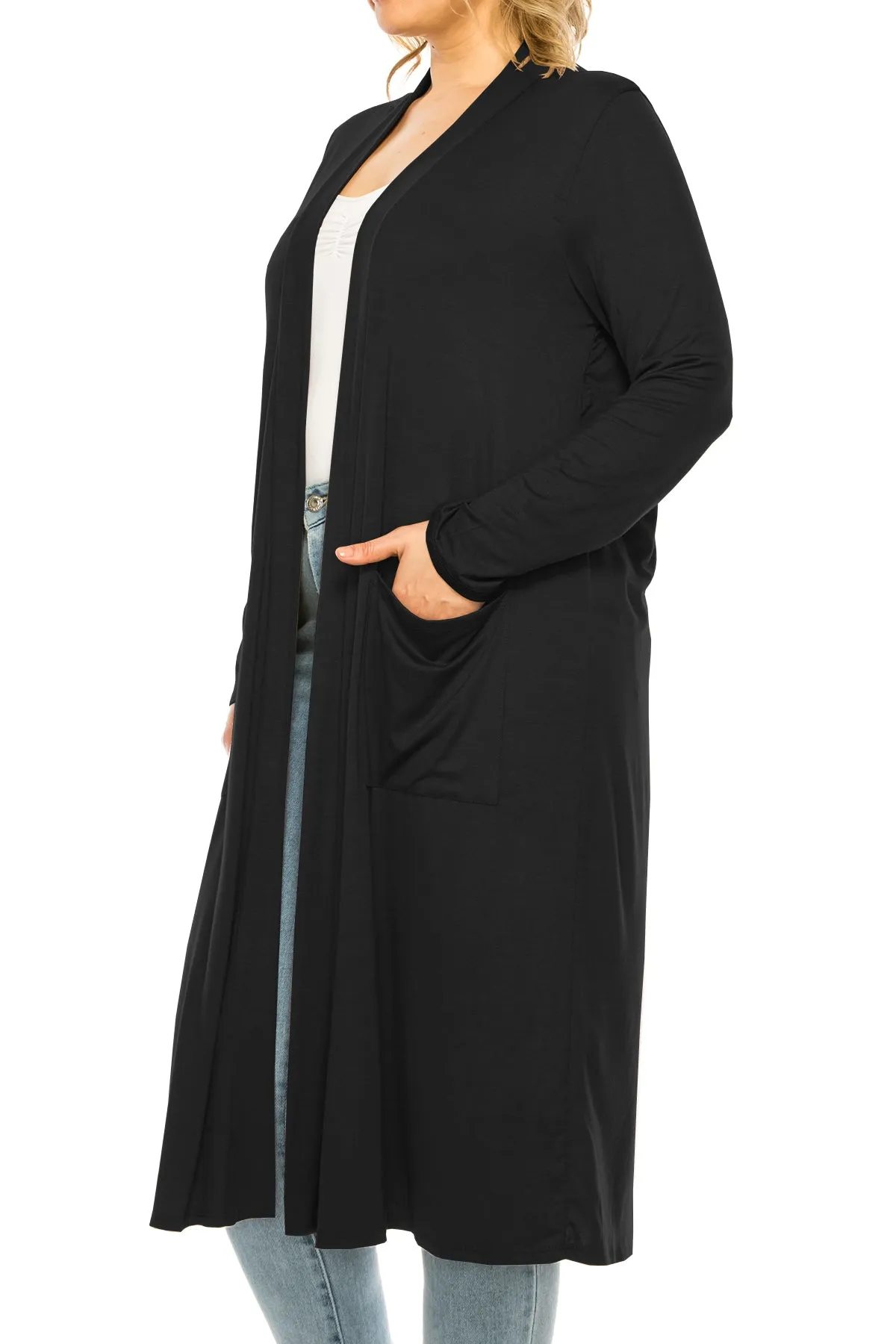 Plus Size, Casual Long Open Front Drape Lightweight Duster Sweater Cardigan V5611 $12Each