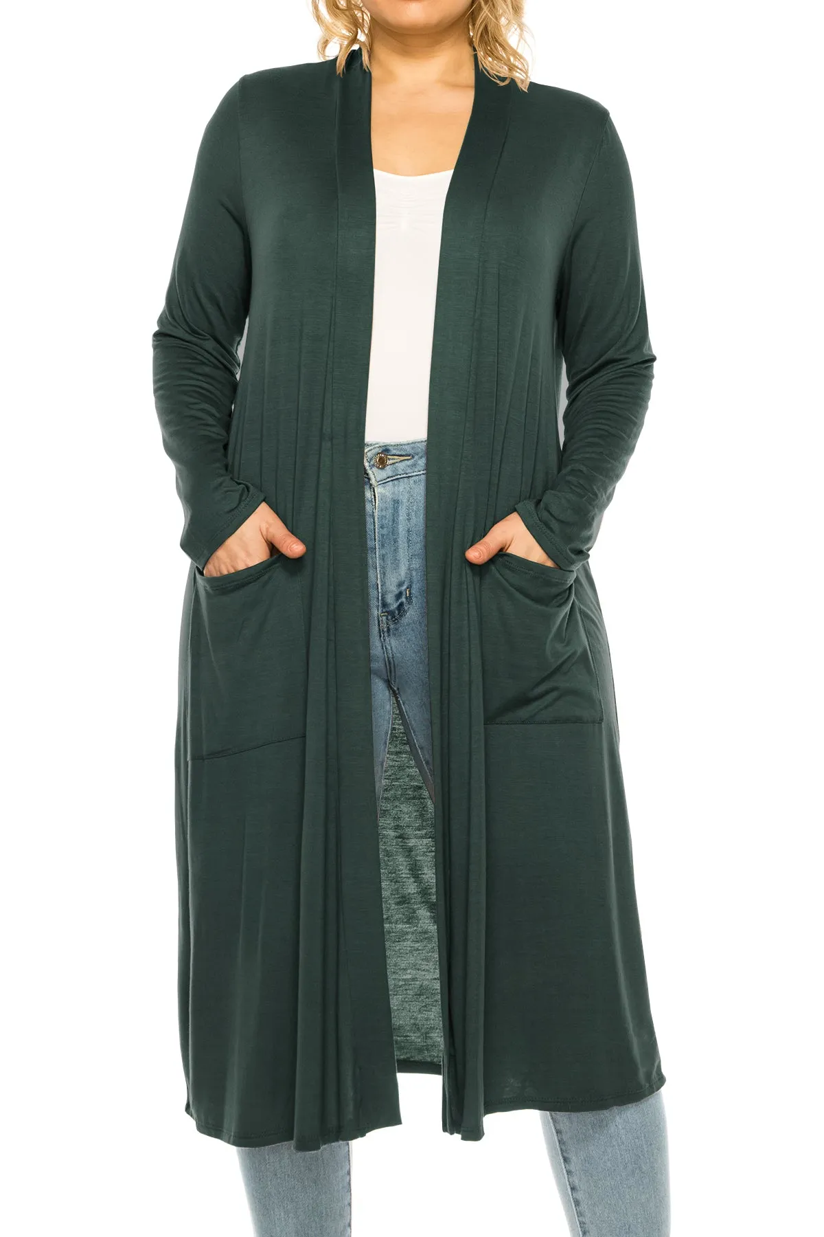 Plus Size, Casual Long Open Front Drape Lightweight Duster Sweater Cardigan V5611 $12Each