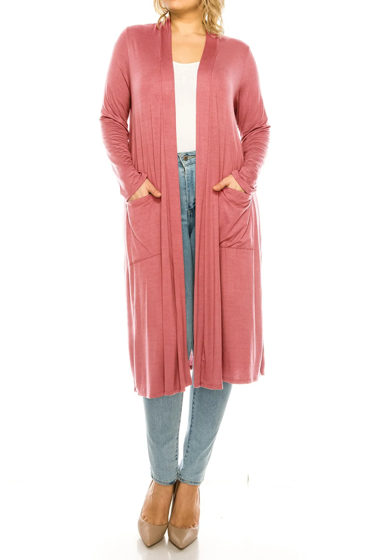Plus Size, Casual Long Open Front Drape Lightweight Duster Sweater Cardigan V5611 $12Each
