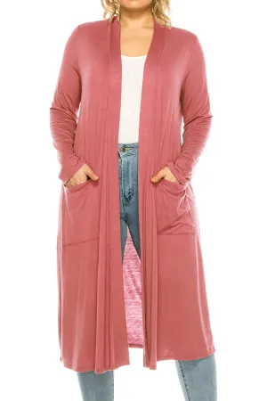 Plus Size, Casual Long Open Front Drape Lightweight Duster Sweater Cardigan V5611 $12Each