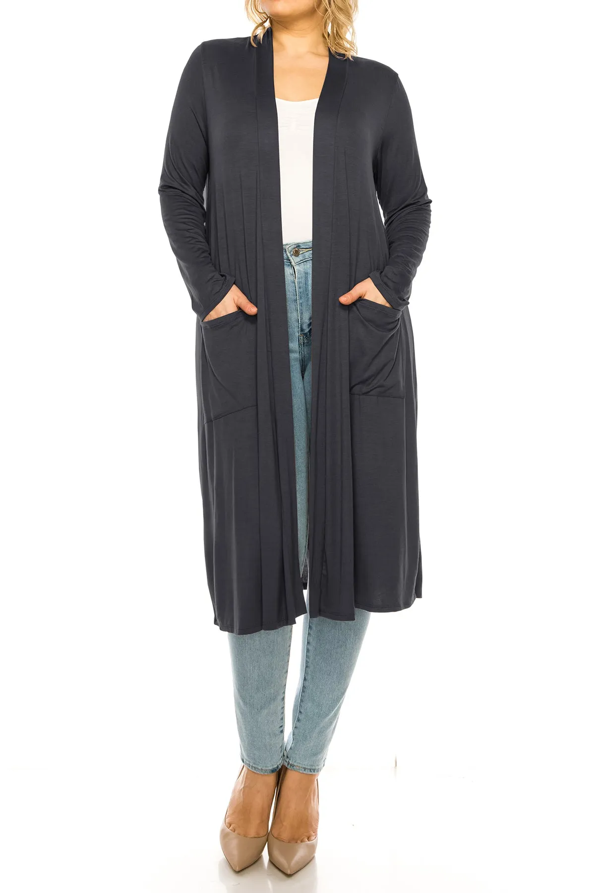 Plus Size, Casual Long Open Front Drape Lightweight Duster Sweater Cardigan V5611 $12Each