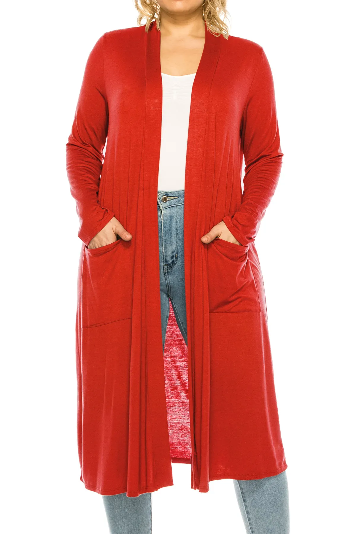 Plus Size, Casual Long Open Front Drape Lightweight Duster Sweater Cardigan V5611 $12Each