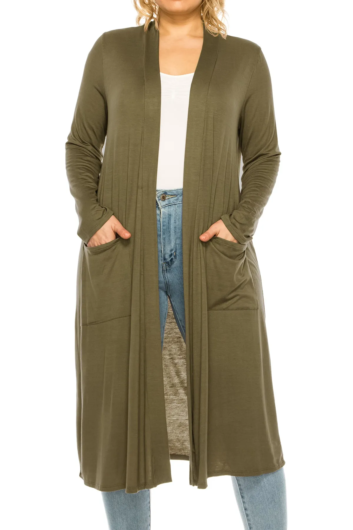 Plus Size, Casual Long Open Front Drape Lightweight Duster Sweater Cardigan V5611 $12Each