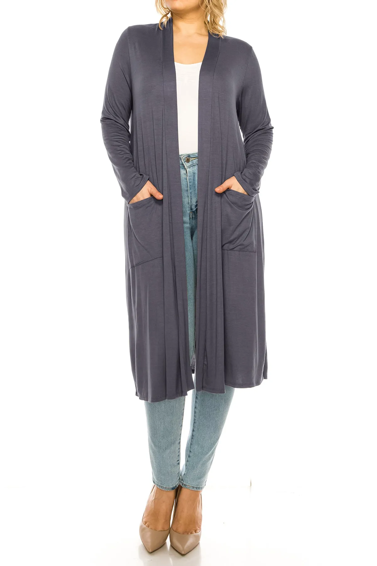 Plus Size, Casual Long Open Front Drape Lightweight Duster Sweater Cardigan V5611 $12Each