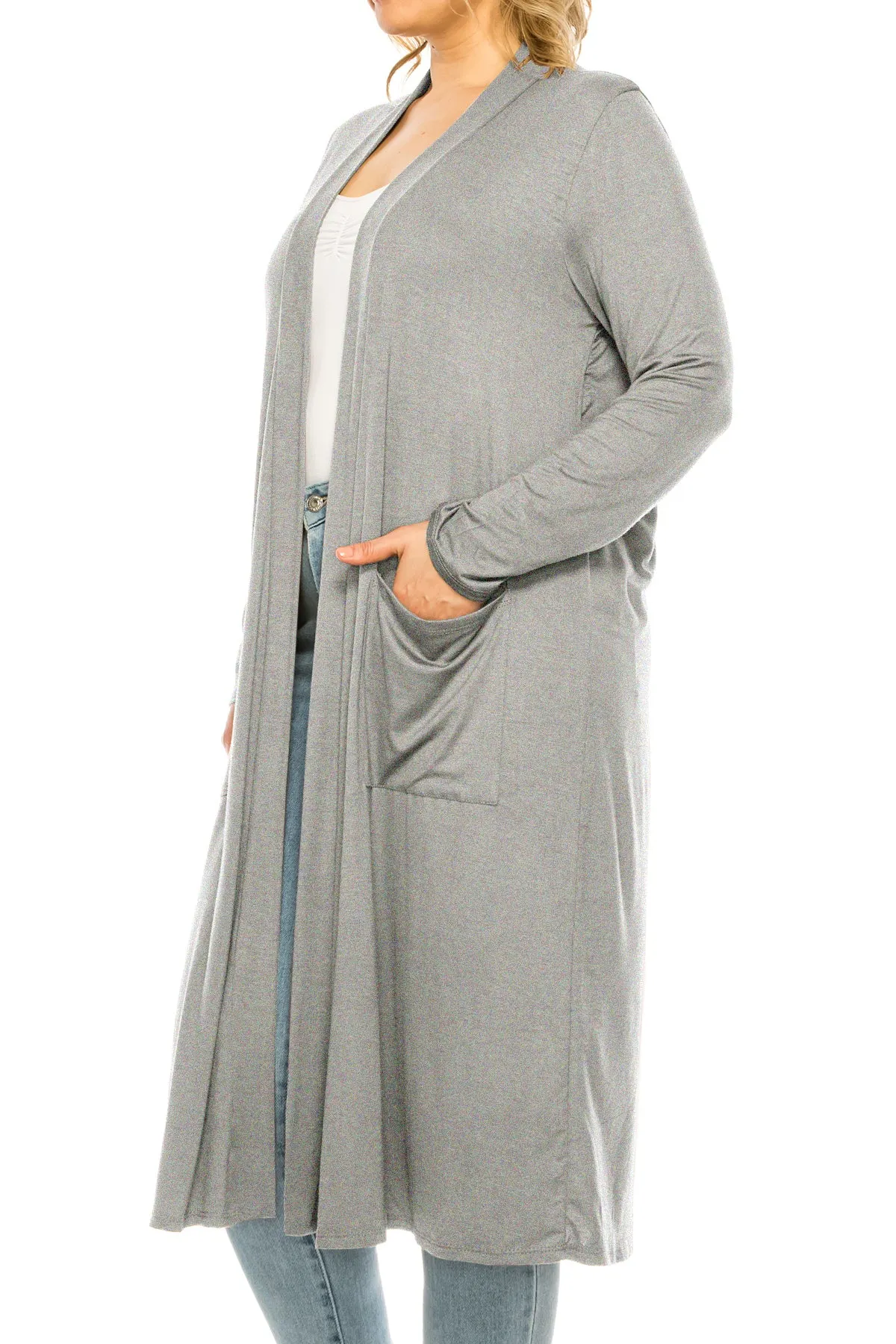 Plus Size, Casual Long Open Front Drape Lightweight Duster Sweater Cardigan V5611 $12Each