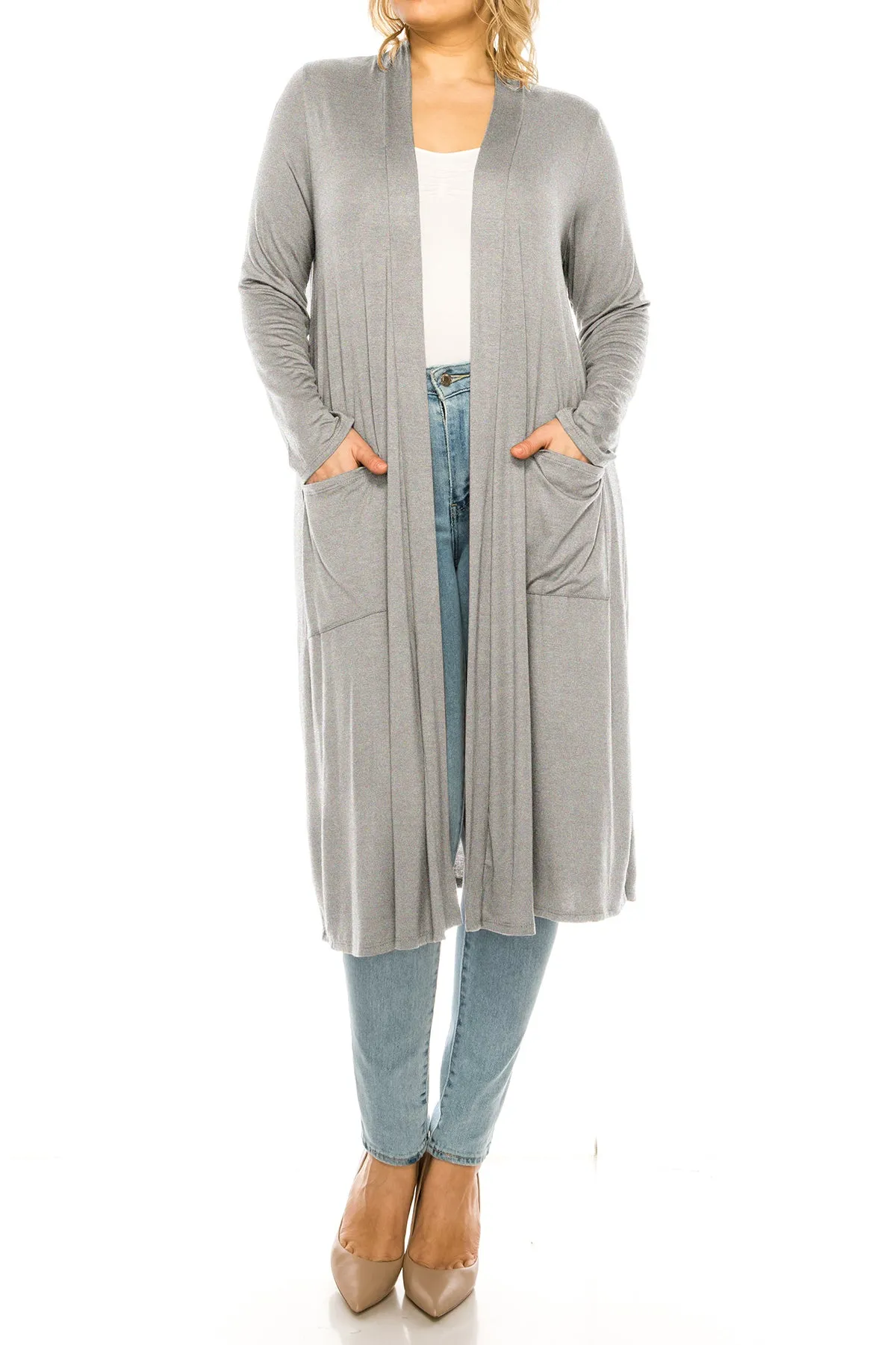 Plus Size, Casual Long Open Front Drape Lightweight Duster Sweater Cardigan V5611 $12Each