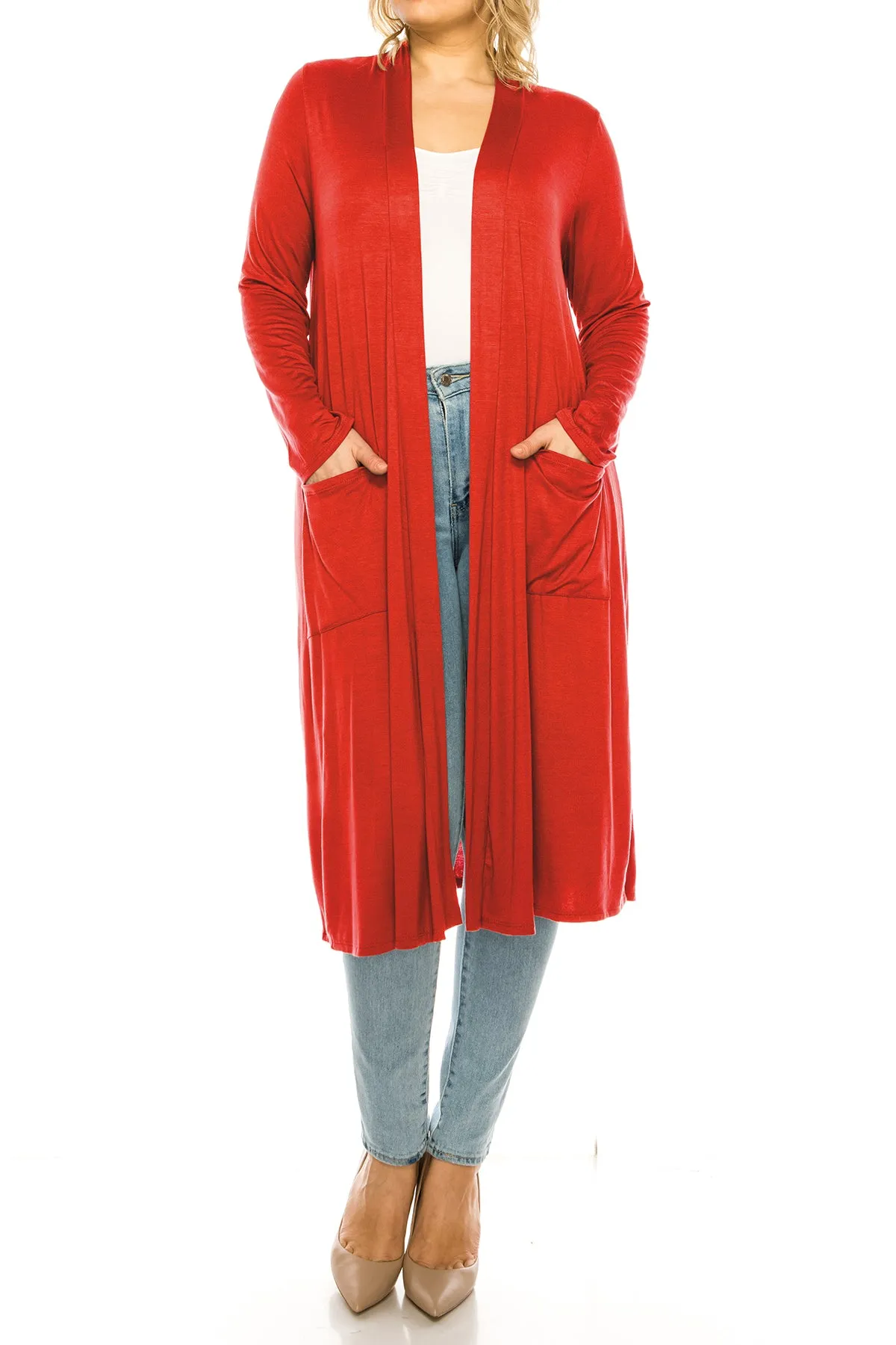 Plus Size, Casual Long Open Front Drape Lightweight Duster Sweater Cardigan V5611 $12Each