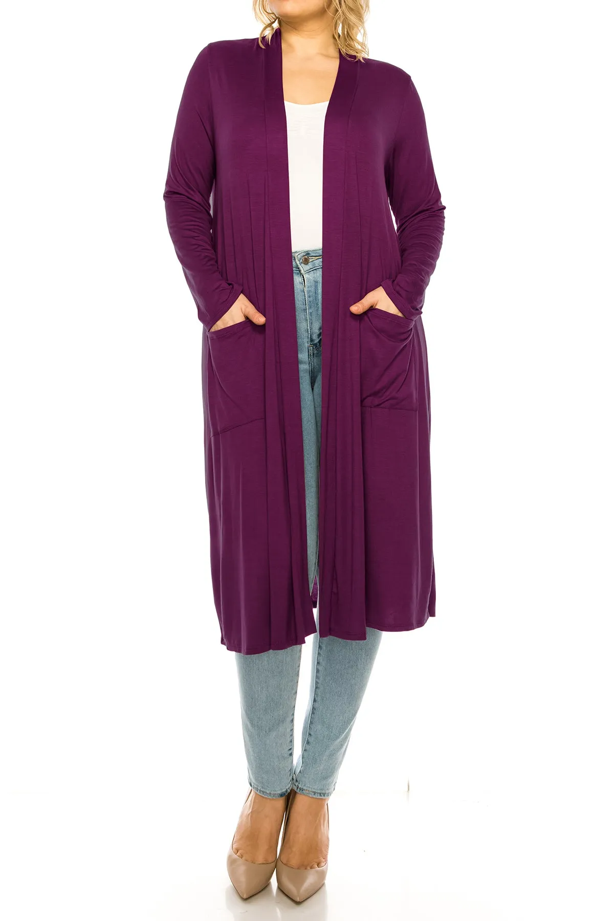 Plus Size, Casual Long Open Front Drape Lightweight Duster Sweater Cardigan V5611 $12Each