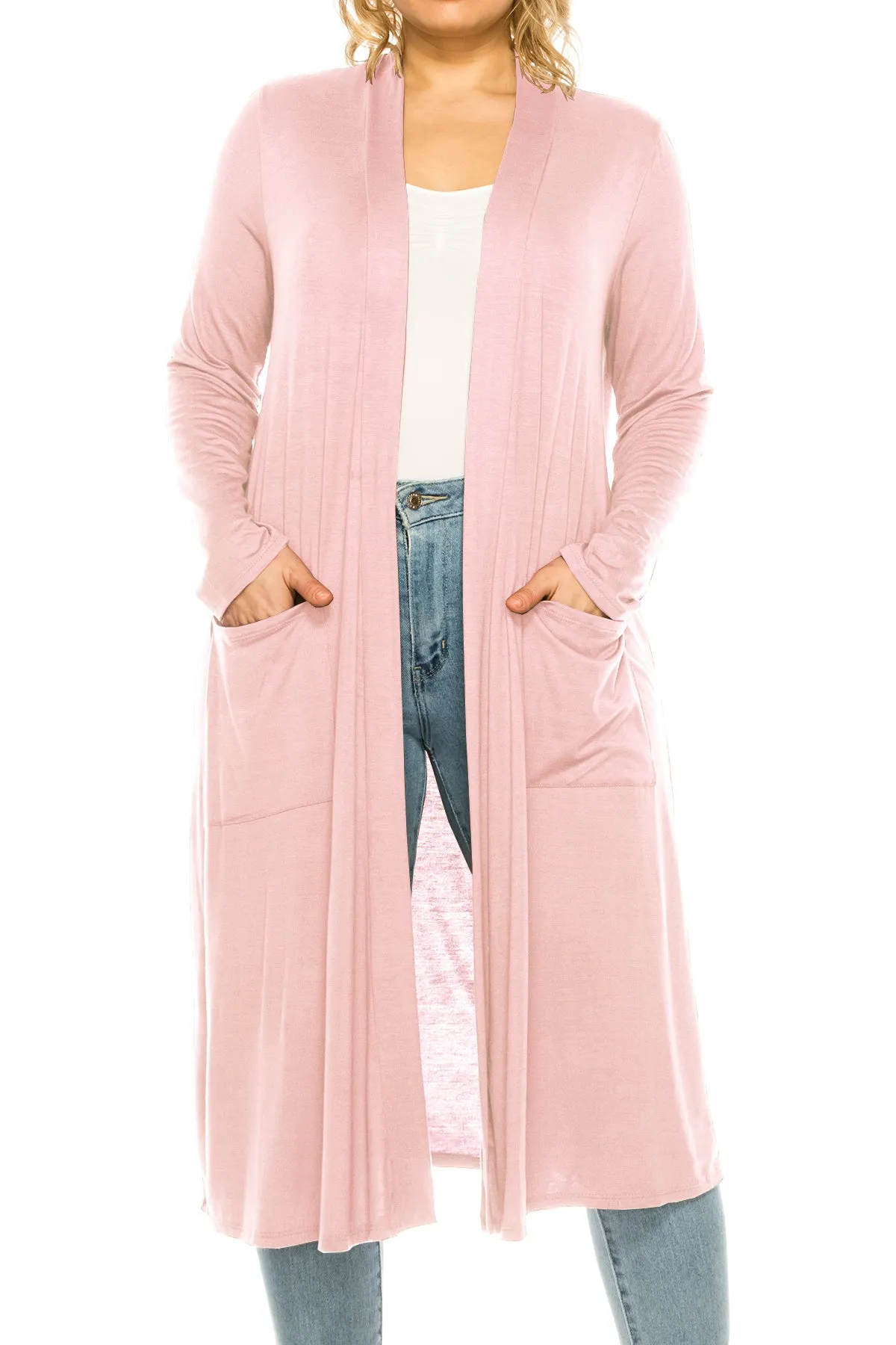 Plus Size, Casual Long Open Front Drape Lightweight Duster Sweater Cardigan V5611 $12Each