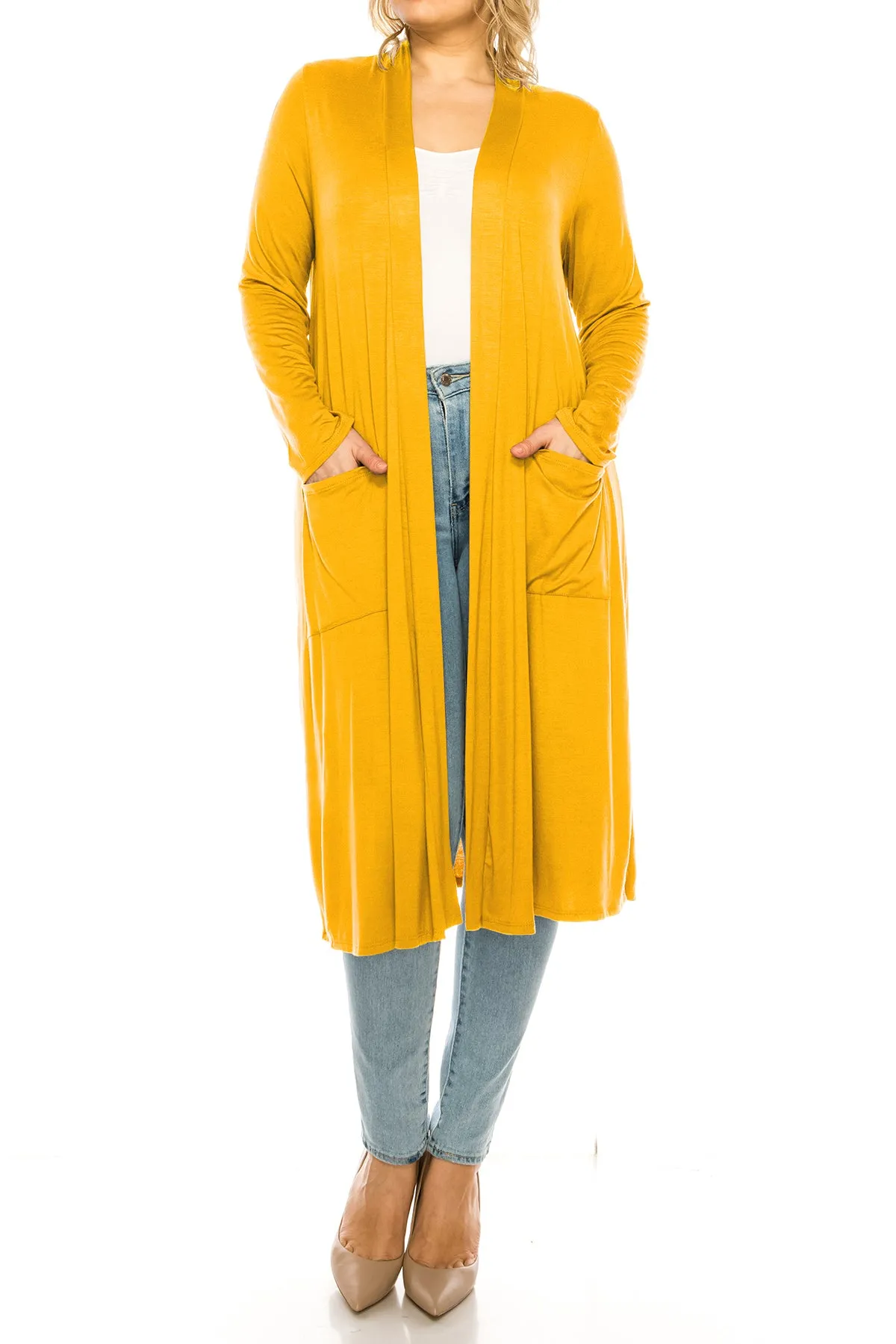 Plus Size, Casual Long Open Front Drape Lightweight Duster Sweater Cardigan V5611 $12Each