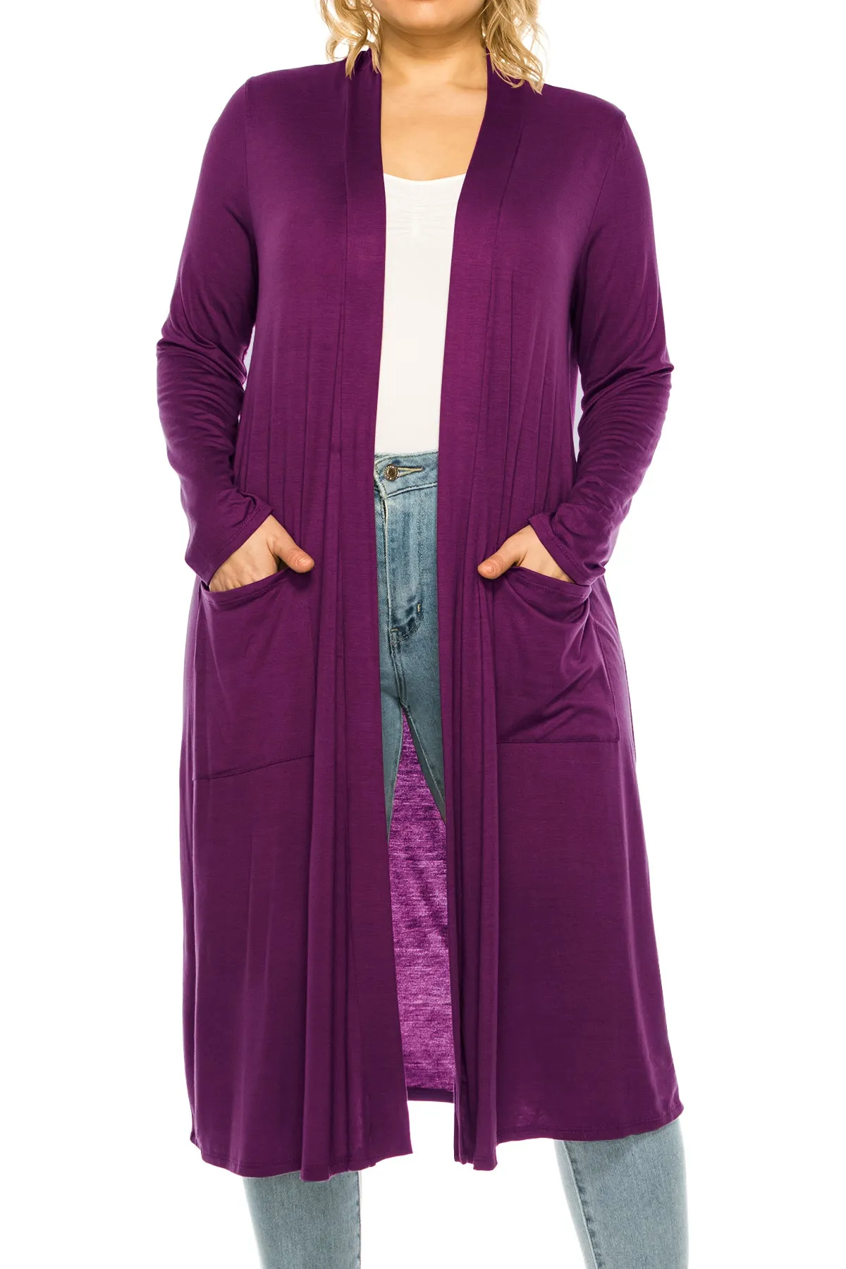 Plus Size, Casual Long Open Front Drape Lightweight Duster Sweater Cardigan V5611 $12Each
