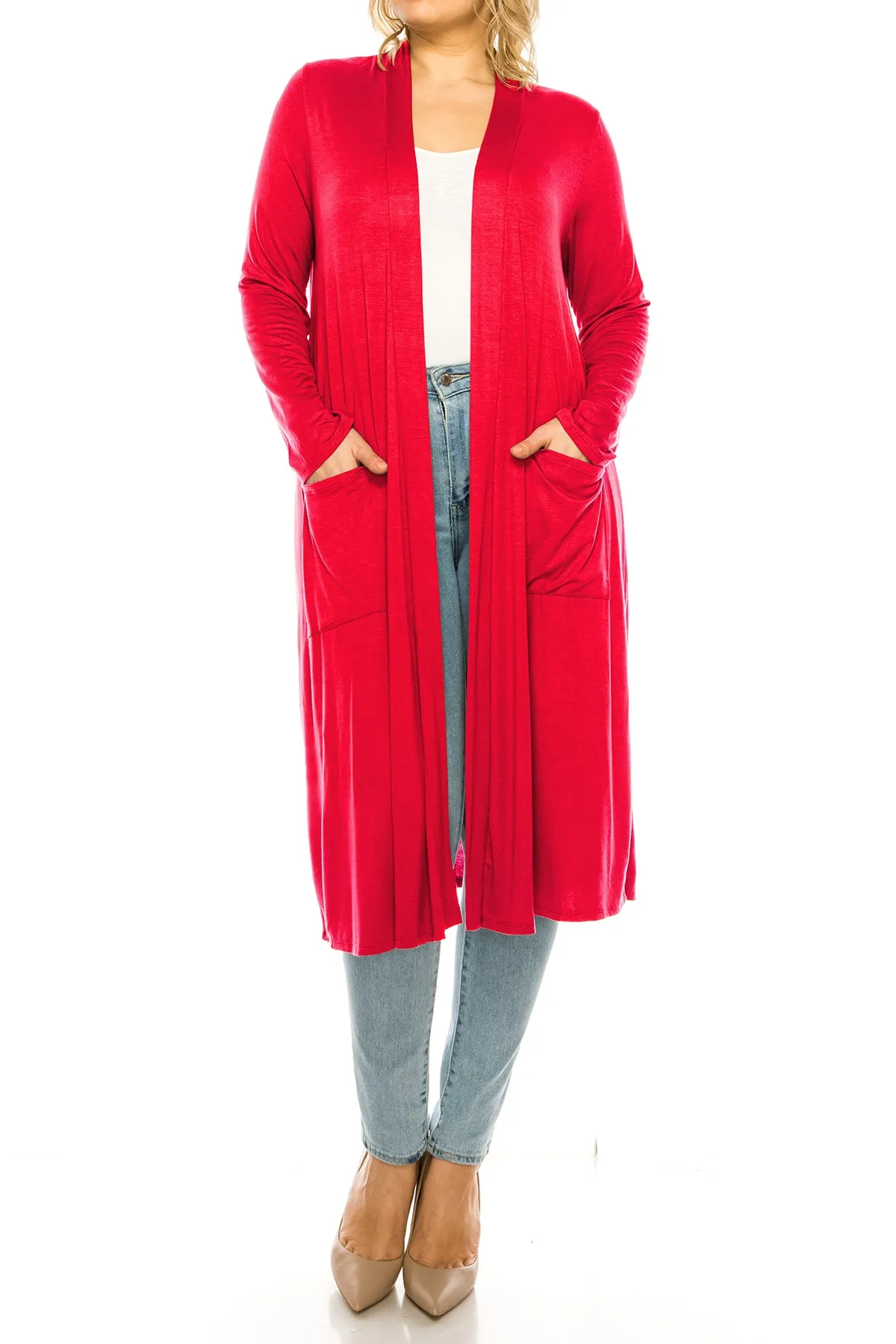 Plus Size, Casual Long Open Front Drape Lightweight Duster Sweater Cardigan V5611 $12Each