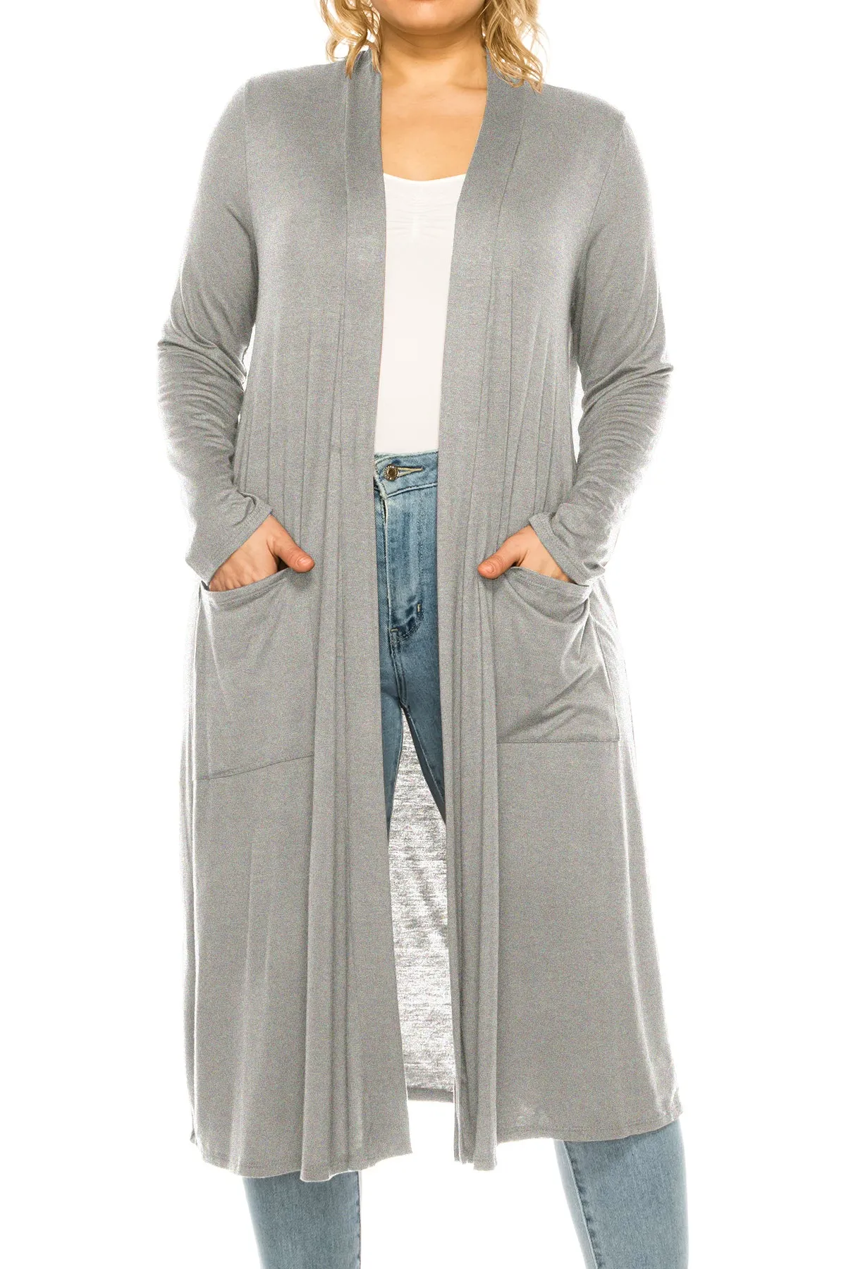 Plus Size, Casual Long Open Front Drape Lightweight Duster Sweater Cardigan V5611 $12Each