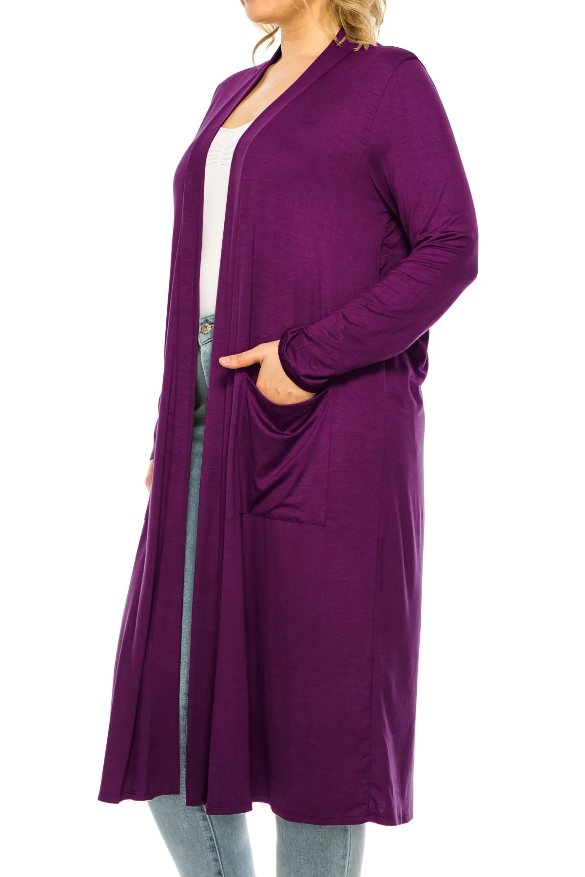 Plus Size, Casual Long Open Front Drape Lightweight Duster Sweater Cardigan V5611 $12Each