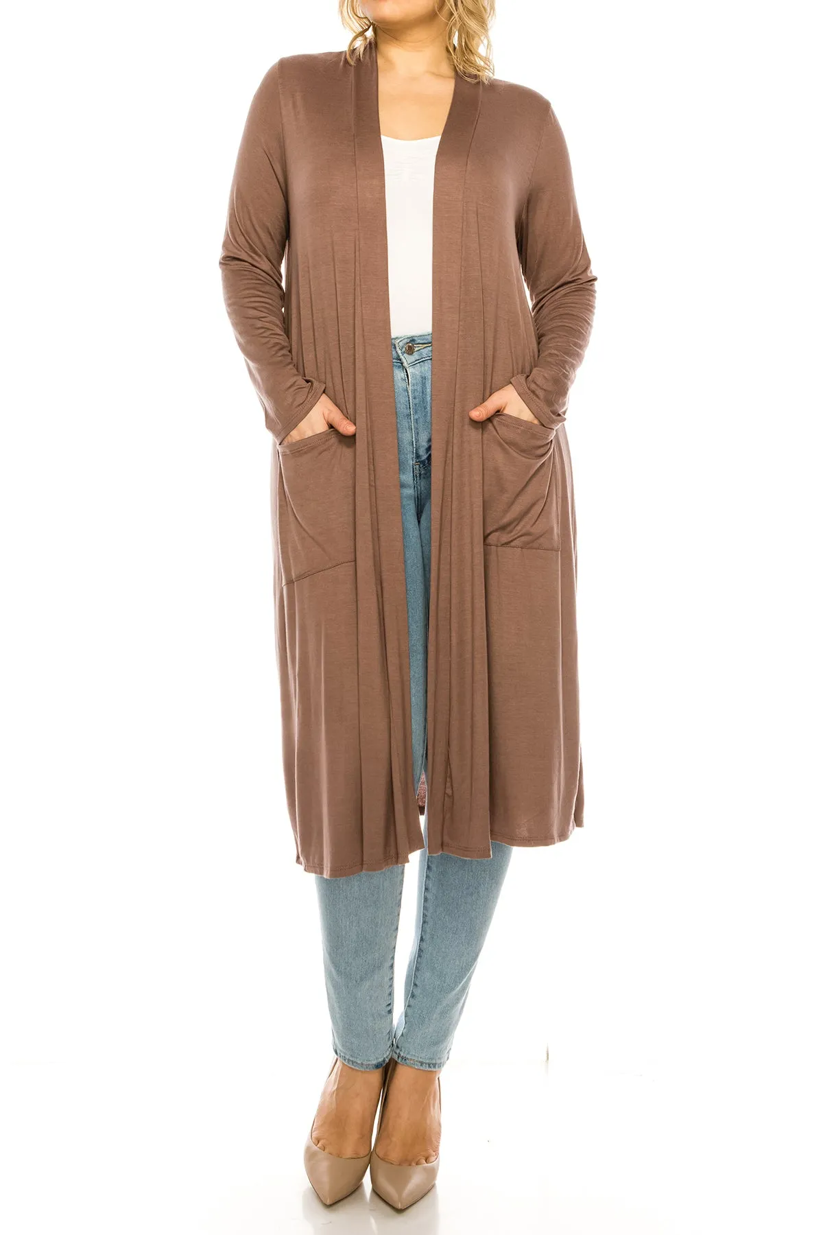 Plus Size, Casual Long Open Front Drape Lightweight Duster Sweater Cardigan V5611 $12Each