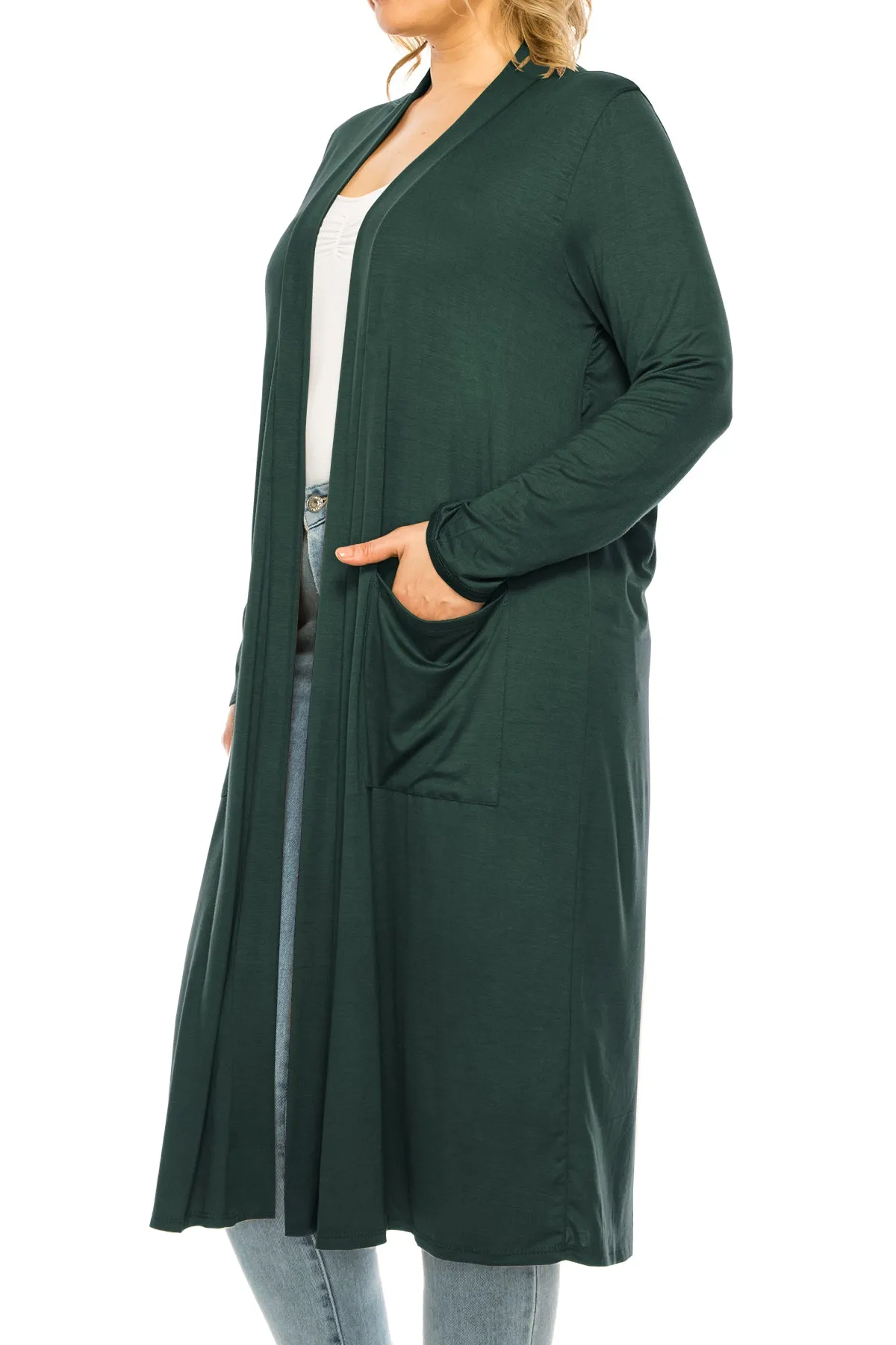 Plus Size, Casual Long Open Front Drape Lightweight Duster Sweater Cardigan V5611 $12Each