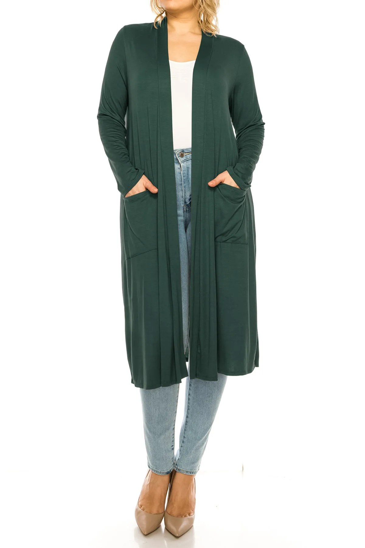 Plus Size, Casual Long Open Front Drape Lightweight Duster Sweater Cardigan V5611 $12Each