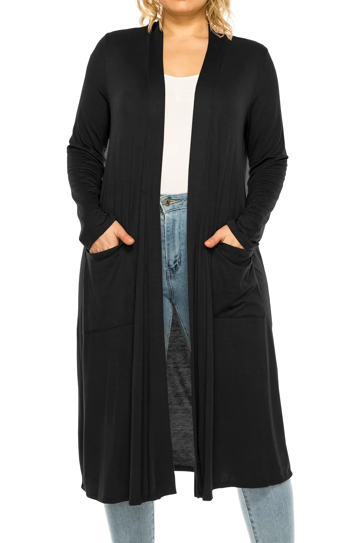 Plus Size, Casual Long Open Front Drape Lightweight Duster Sweater Cardigan V5611 $12Each