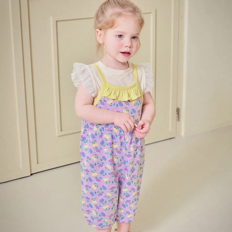Purple Flower Garden Overall 2406MO08
