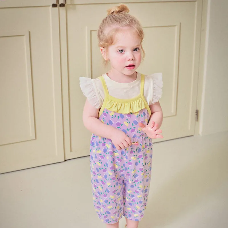 Purple Flower Garden Overall 2406MO08