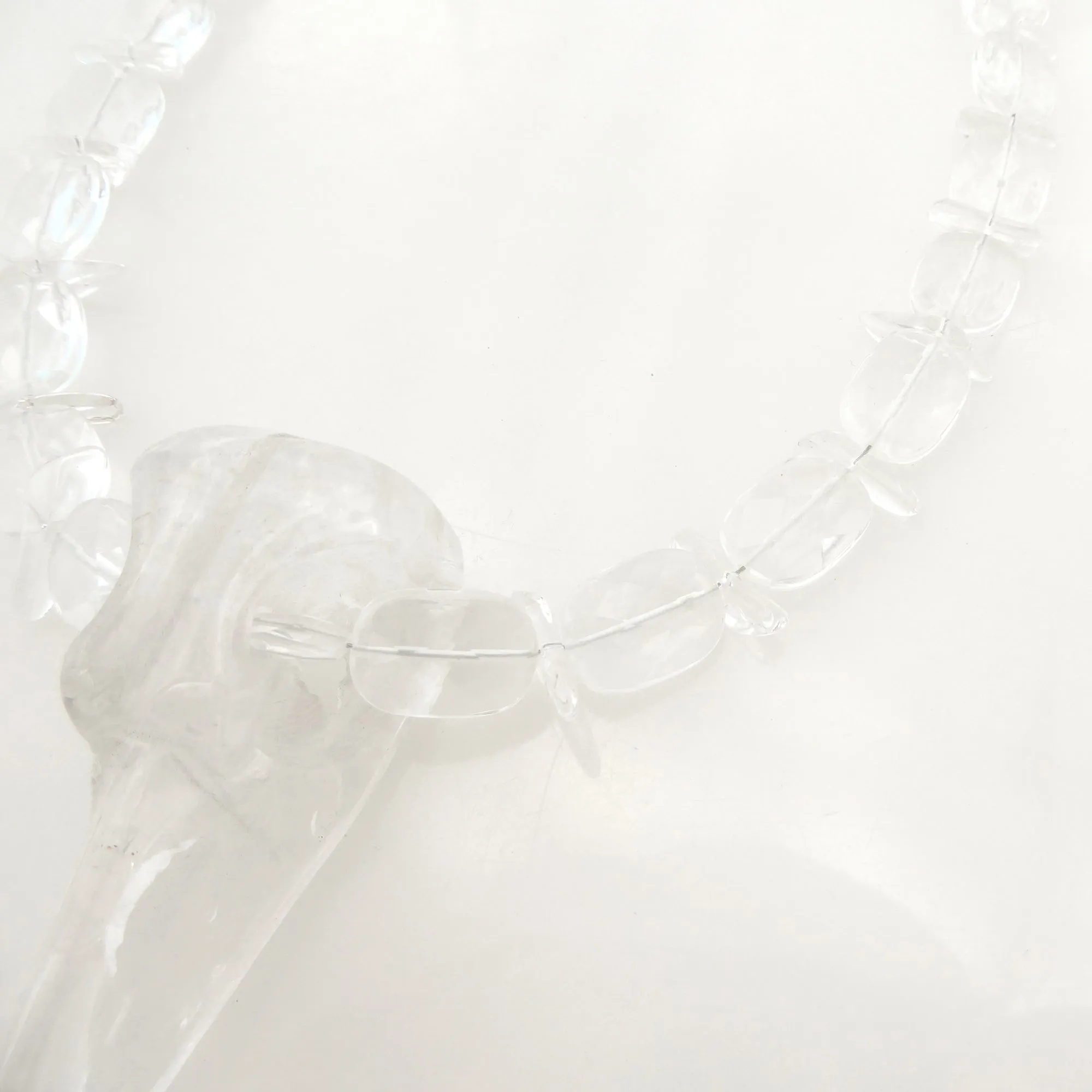 Quartz bird skull necklace