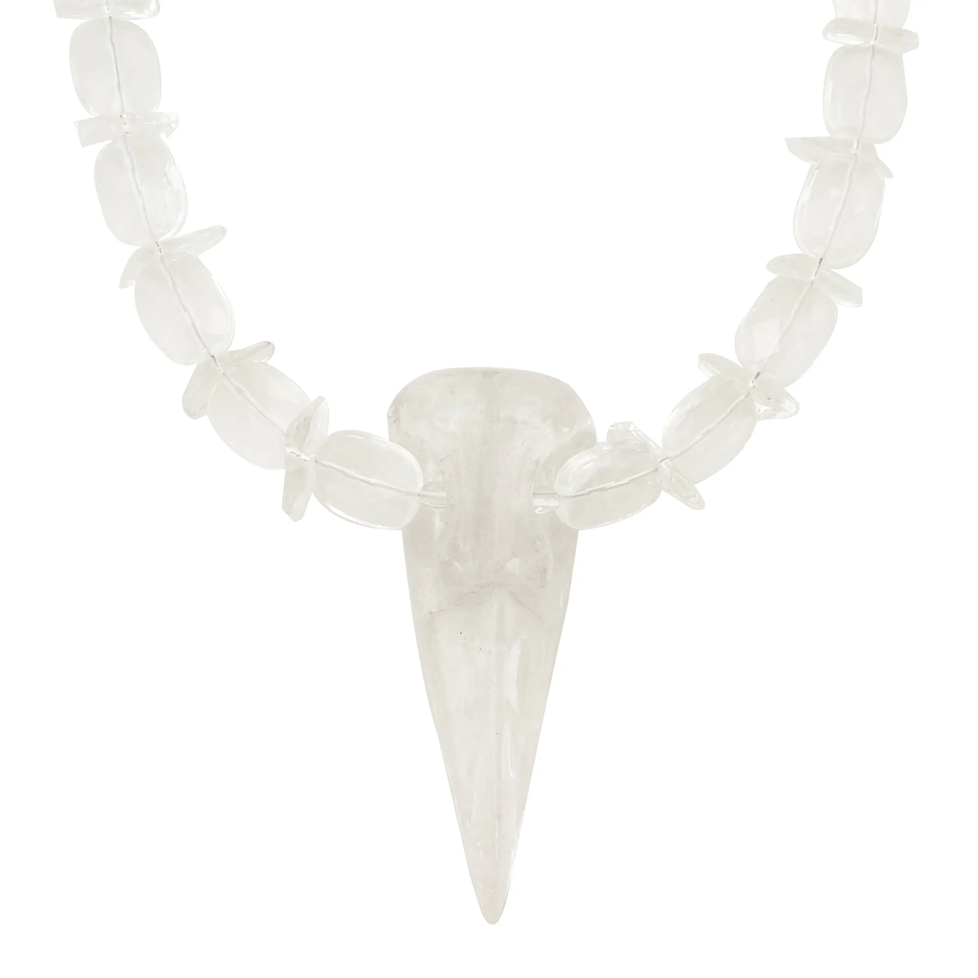 Quartz bird skull necklace