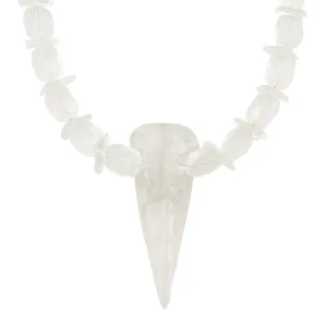 Quartz bird skull necklace
