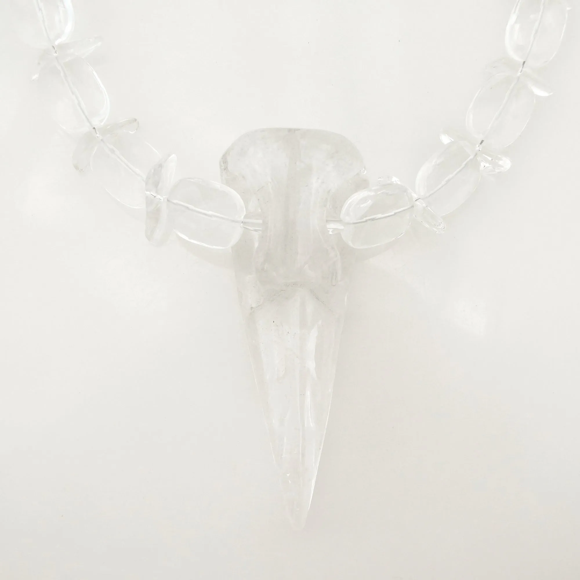 Quartz bird skull necklace