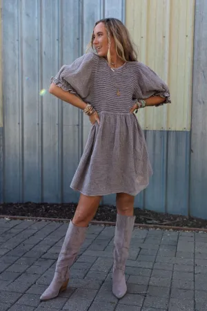 Quinn Puff Sleeve Mini Dress - Ash