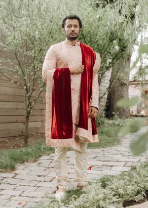 RAYAN Cherry Red Silk Velvet Groom Stole