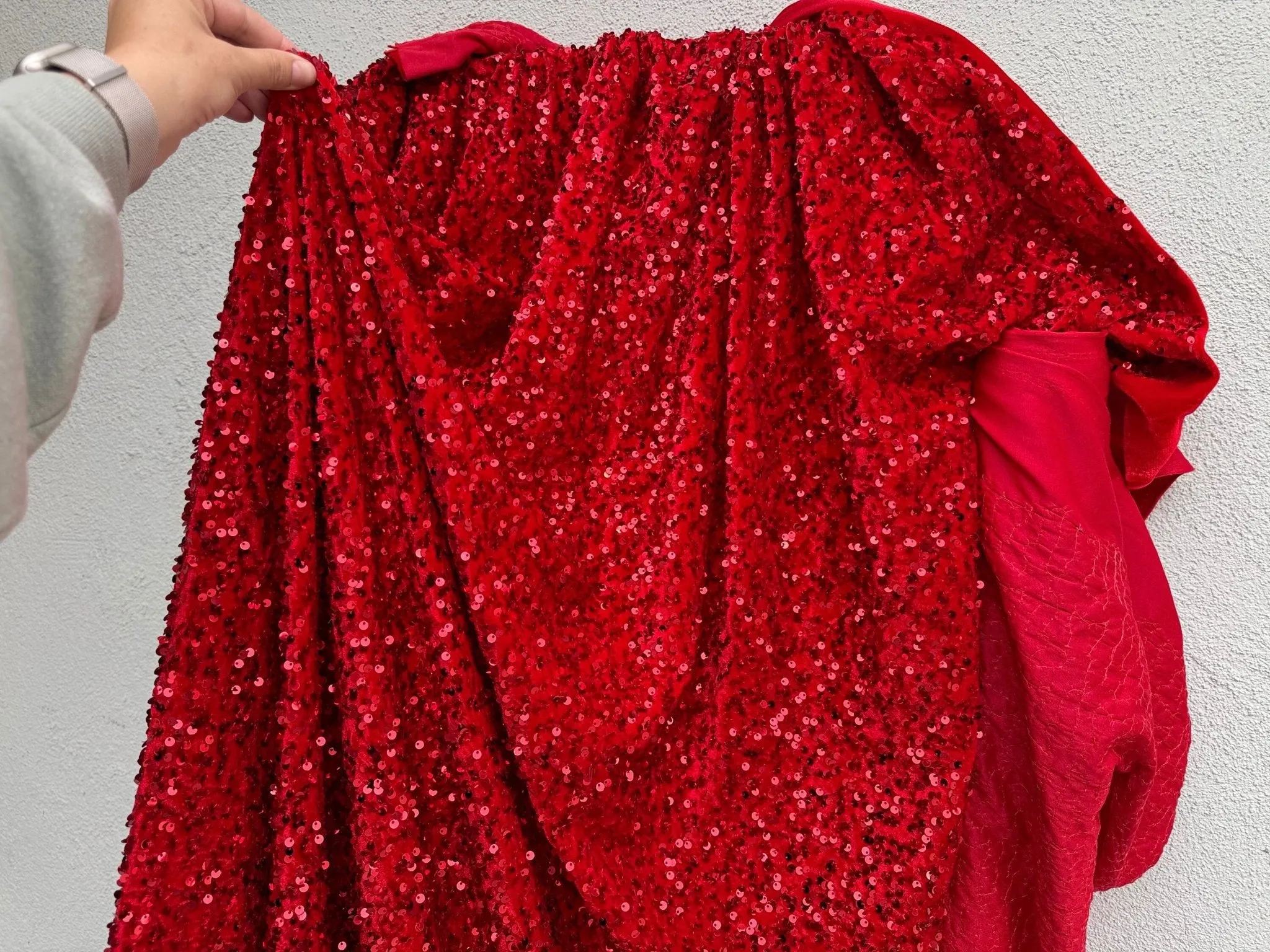 Red Sequined Velvet