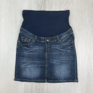 Ripe Maternity Womens Dark Wash Denim Maternity Skirt Size Small