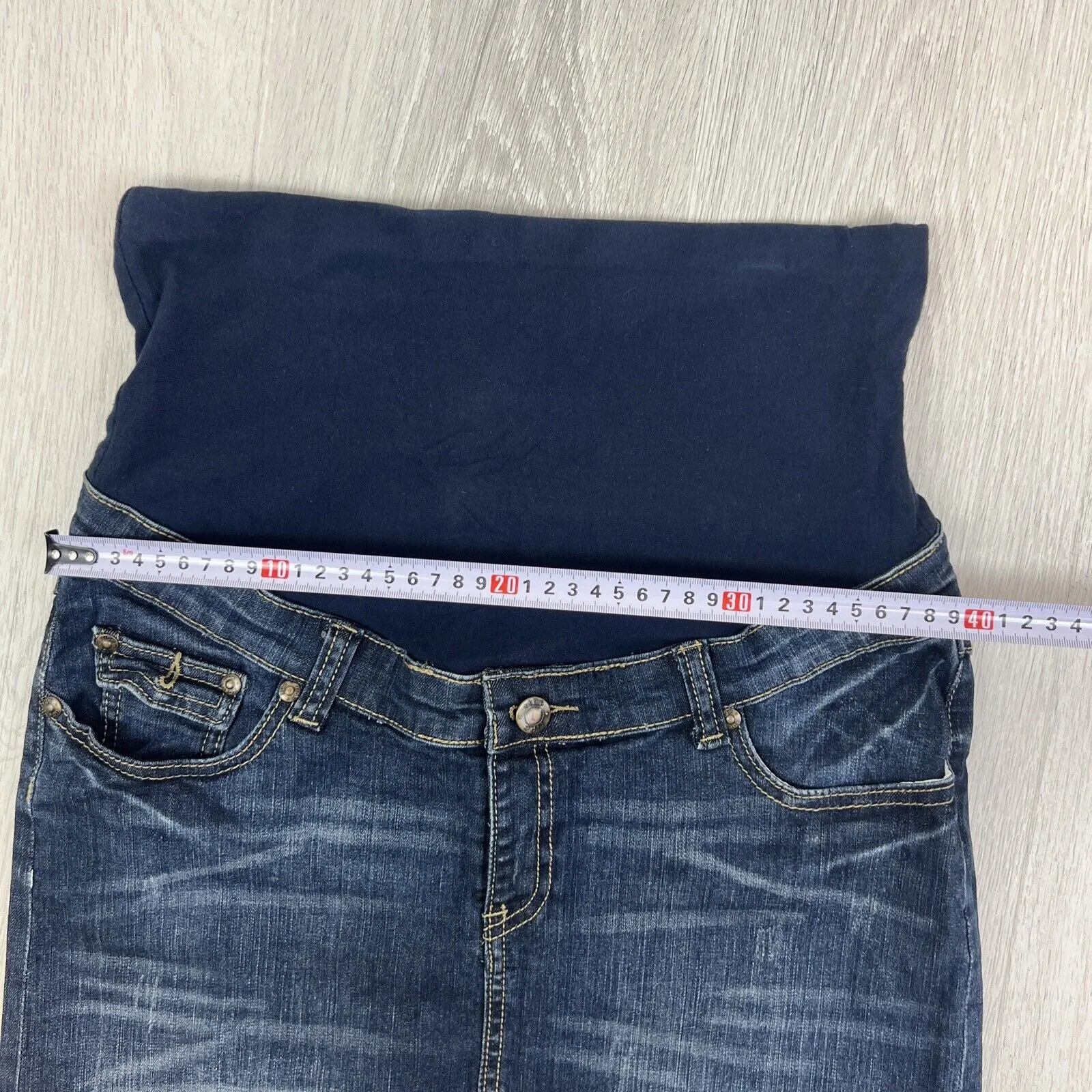 Ripe Maternity Womens Dark Wash Denim Maternity Skirt Size Small