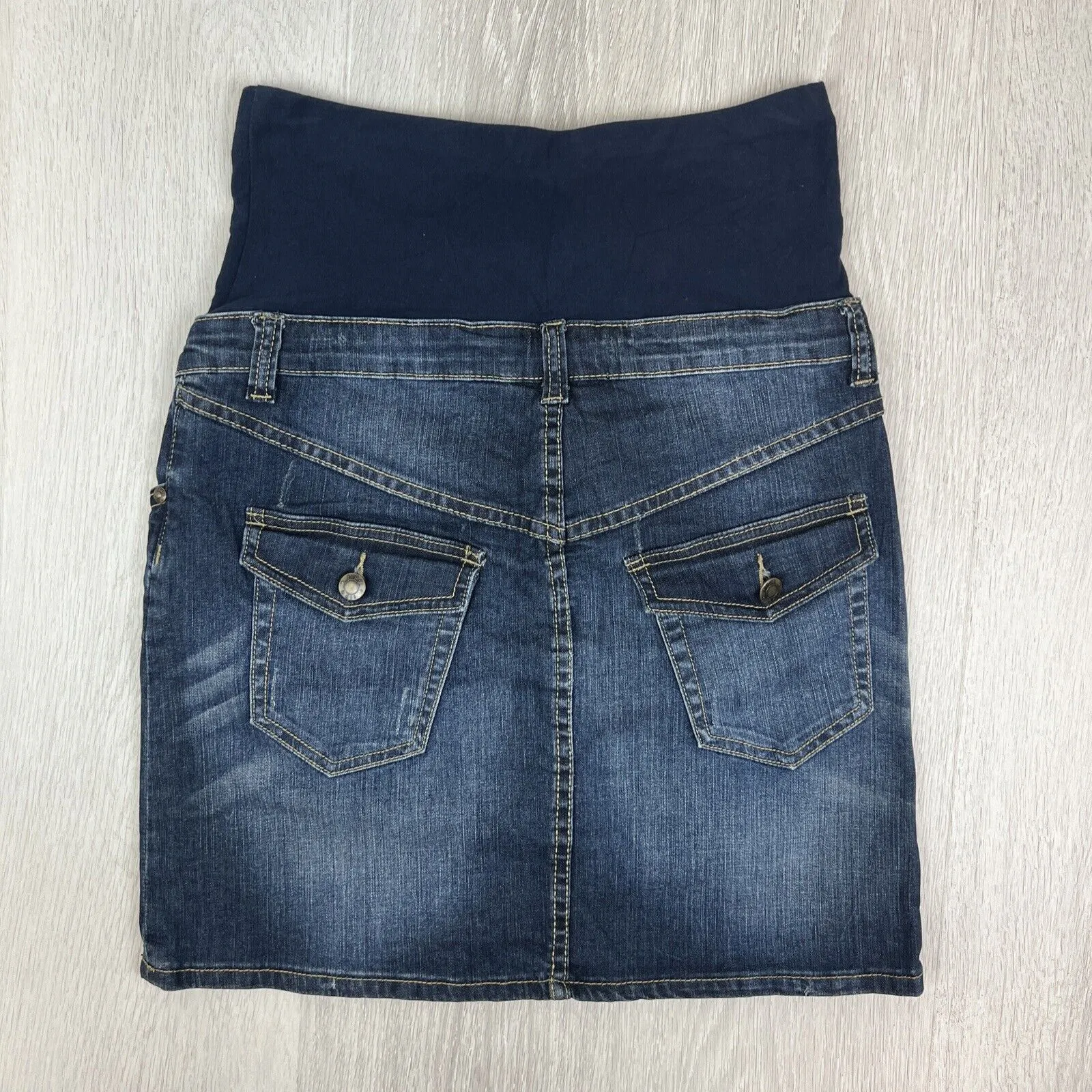 Ripe Maternity Womens Dark Wash Denim Maternity Skirt Size Small