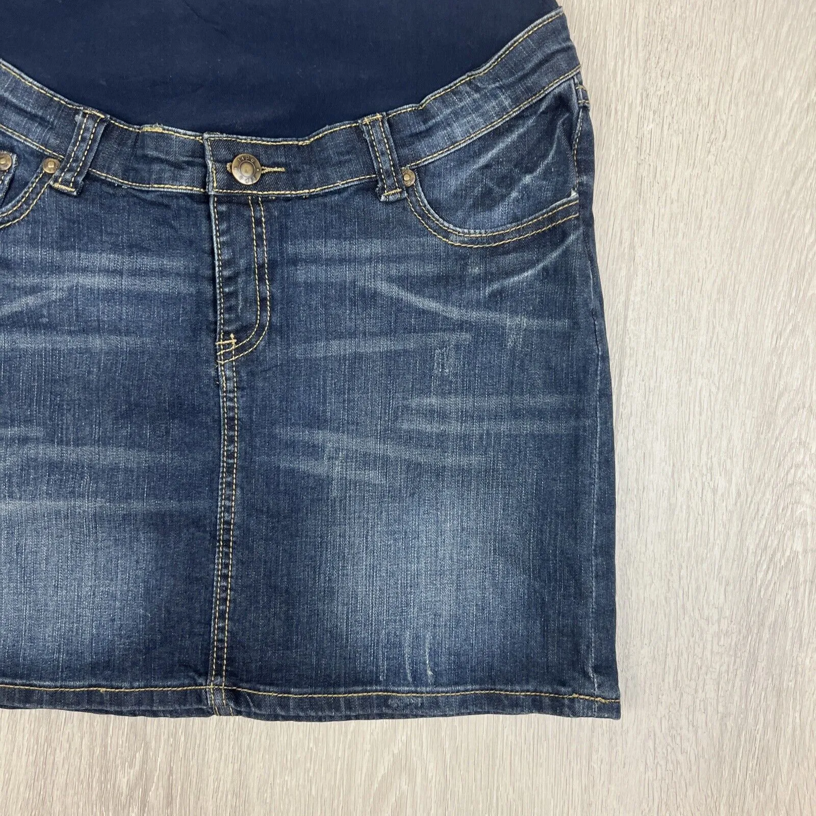 Ripe Maternity Womens Dark Wash Denim Maternity Skirt Size Small